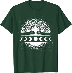 Tree Of Life Yggdrasil Moon Phase Spiritual T-Shirt - T-Shirt | Forest