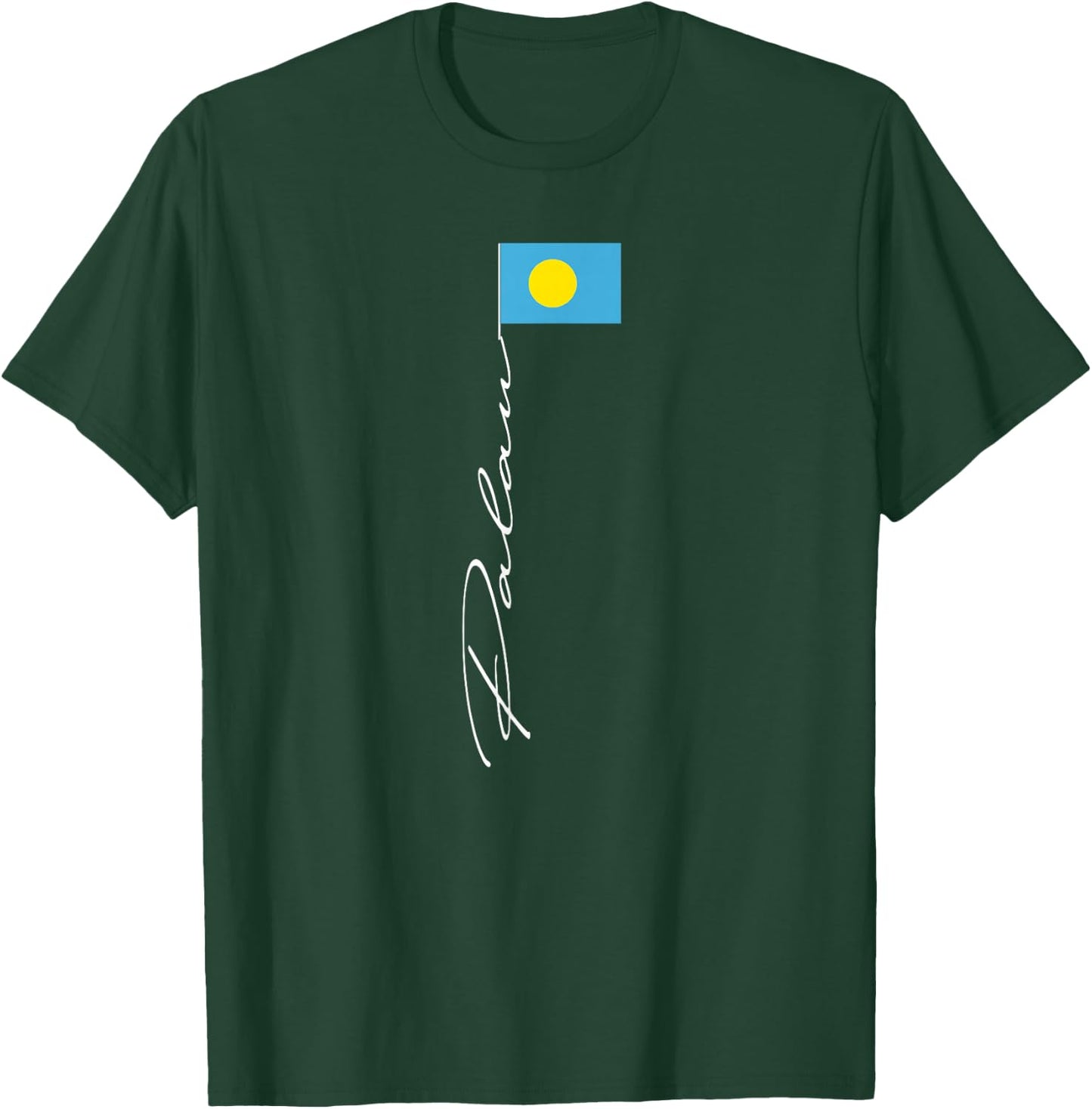 Palau Signature Flag Pole Patriotic Palau Flag T-Shirt - T-Shirt | Forest