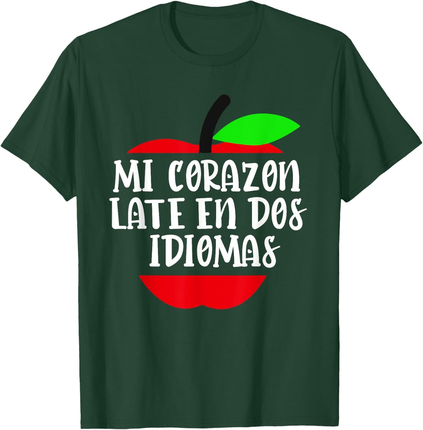 Mi Corazon Late En Dos Idiomas Spanish Teacher Bilingual Kid T-Shirt - T-Shirt | Forest