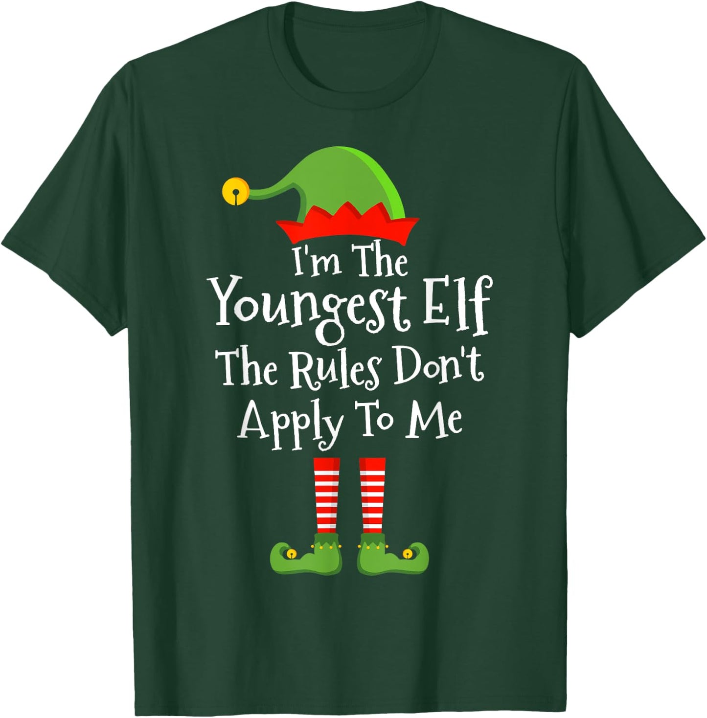 Youngest elf Rules Don't Apply Christmas Matching Family T-Shirt - T-Shirt | Forest