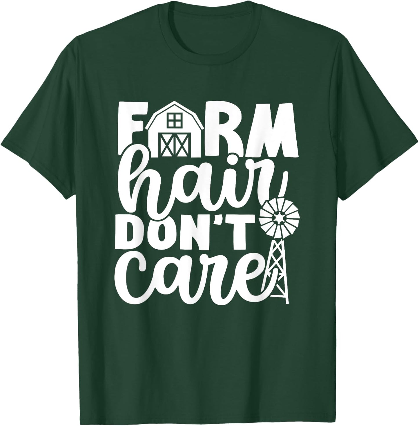 Farm Hair Don't Care Farm Farmer Girl Riding Wife Girlfriend T-Shirt - T-Shirt | Forest