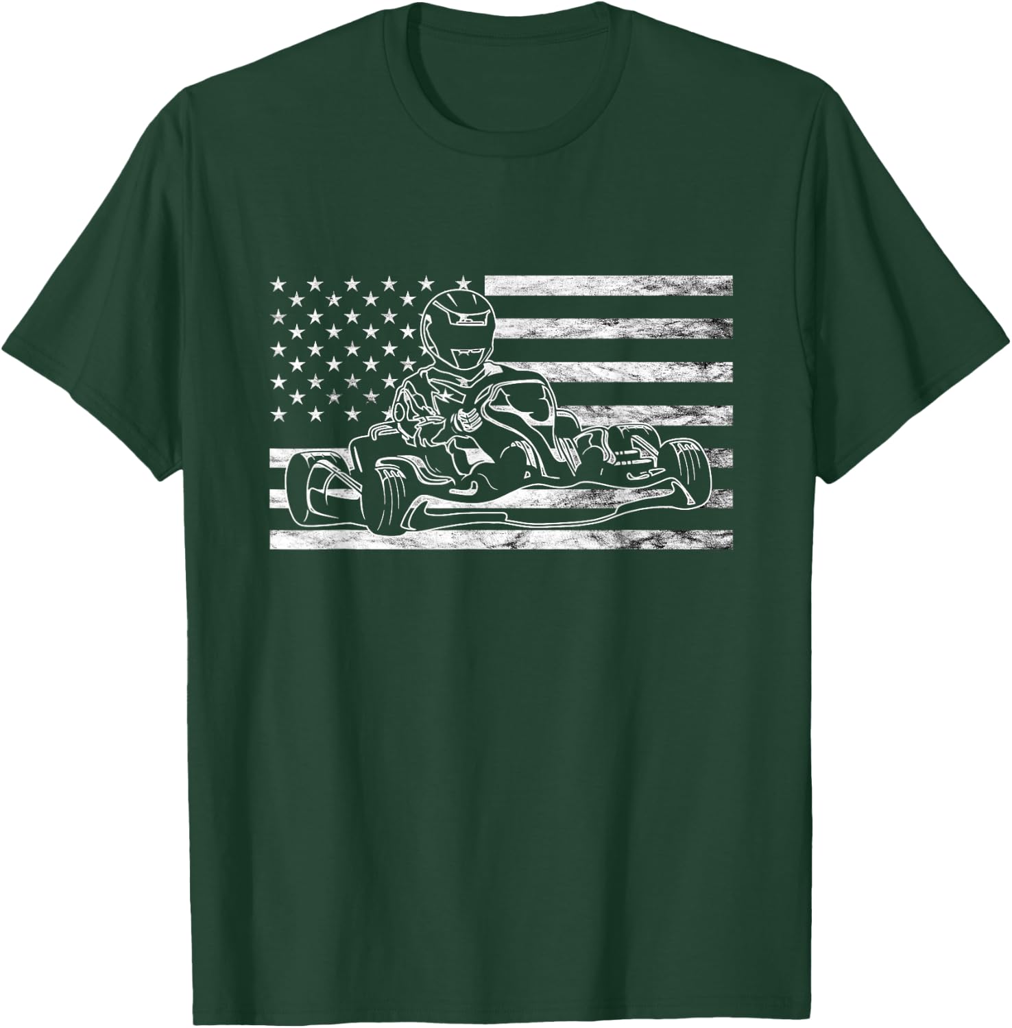 American Go Kart Racing USA Gokart Driver Go Cart Racer T-Shirt - T-Shirt | Forest
