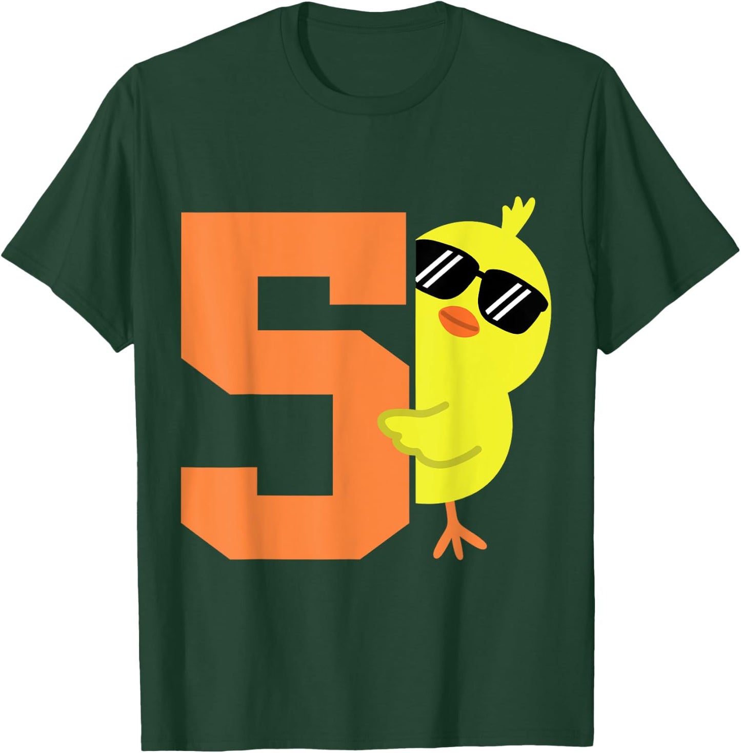 Kids 5th Birthday Chicken Themed Cute 5 Year Old Boys Chick T-Shirt - T-Shirt | Forest