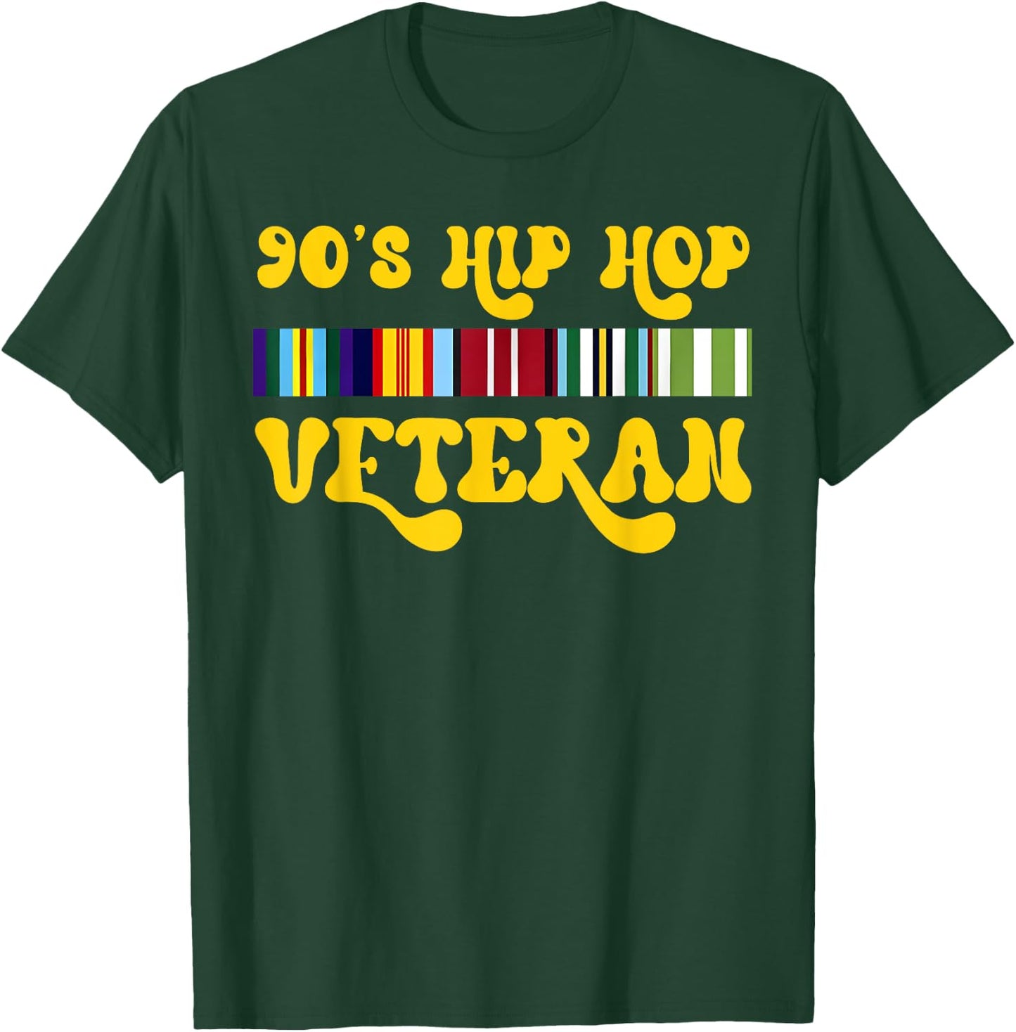 Retro Groovy 90s Hip Hop Music Veteran Vintage Old Army T-Shirt - T-Shirt | Forest