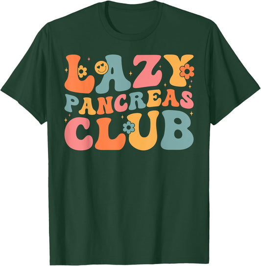 Groovy Retro Lazy Pancreas Club Awareness Day Diabetes Awareness , Women - Black - Small - Short Sleeve T-Shirt - T-Shirt | Forest
