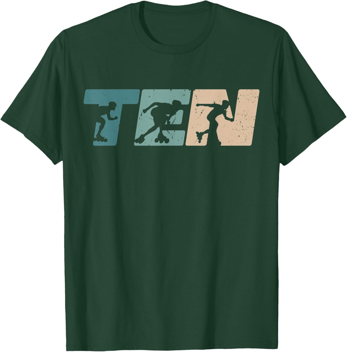 10th Birthday Inline Skater Rollerblading Boys Kids Retro T-Shirt - T-Shirt | Forest