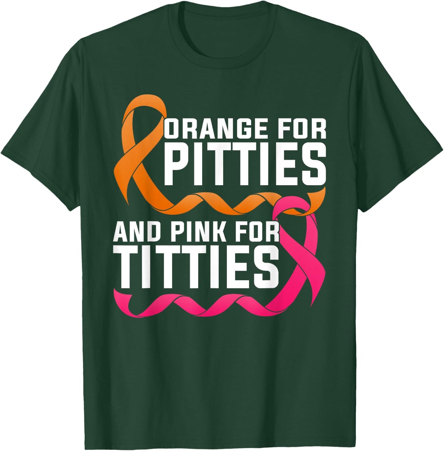 Pitbull And Breast Cancer Awareness Pitties Titties Ribbons T-Shirt - T-Shirt | Forest