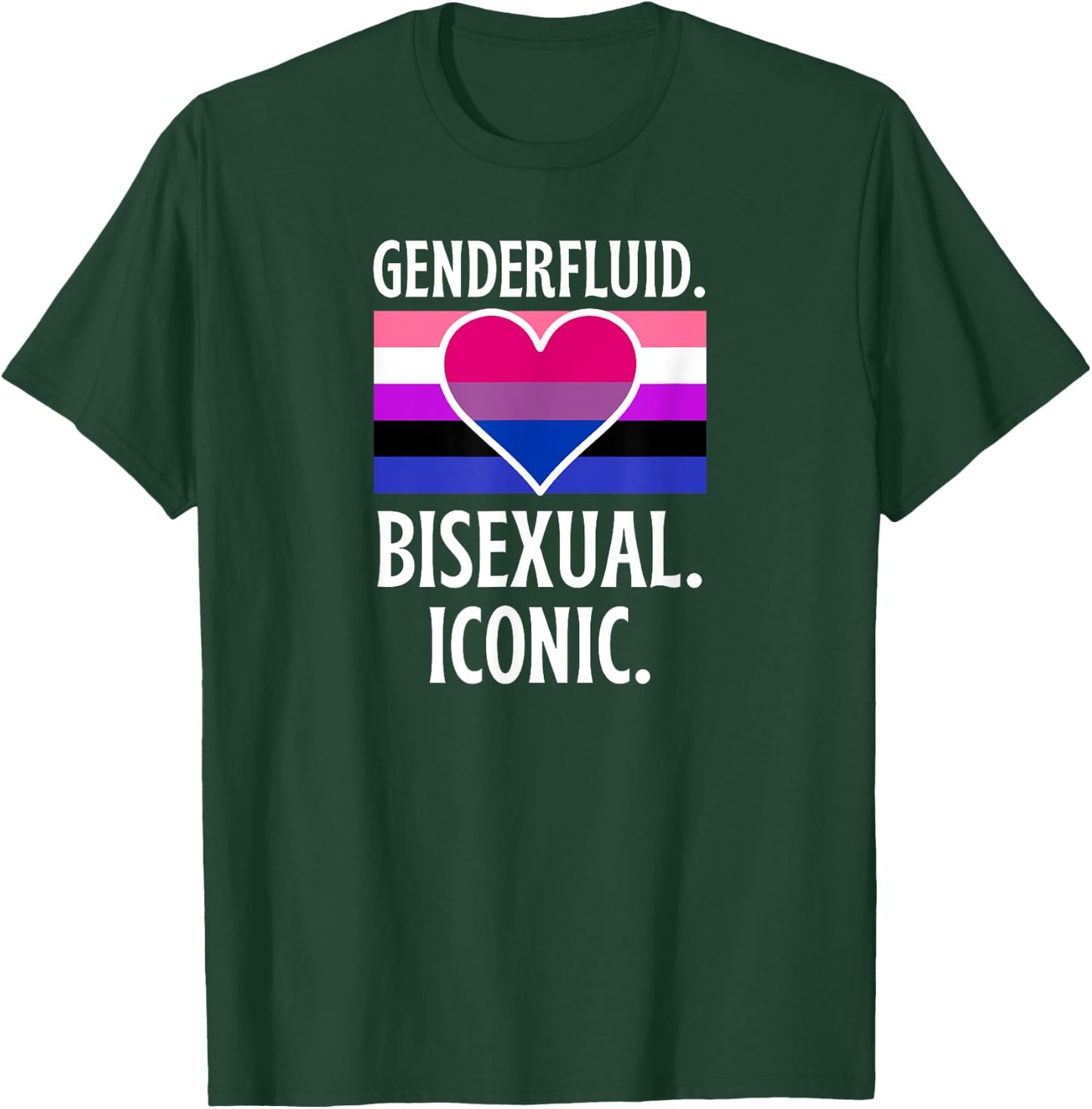 Genderfluid Bisexual Iconic Pride Flag Genderqueer Queer T-Shirt - T-Shirt | Forest