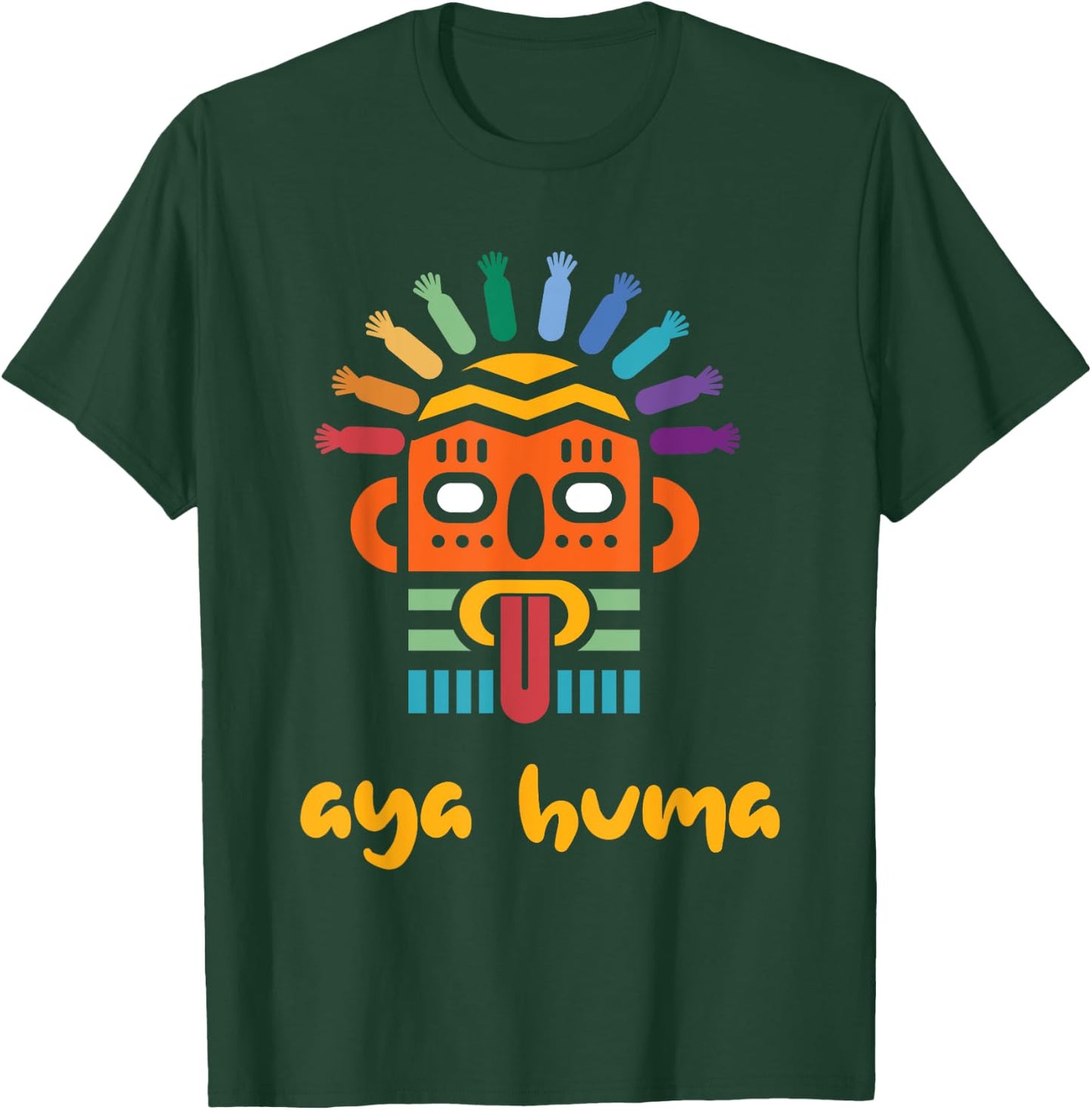 Aya Huma Festival Mask Spirit Head Two Faces Inti Raimy T-Shirt - T-Shirt | Forest