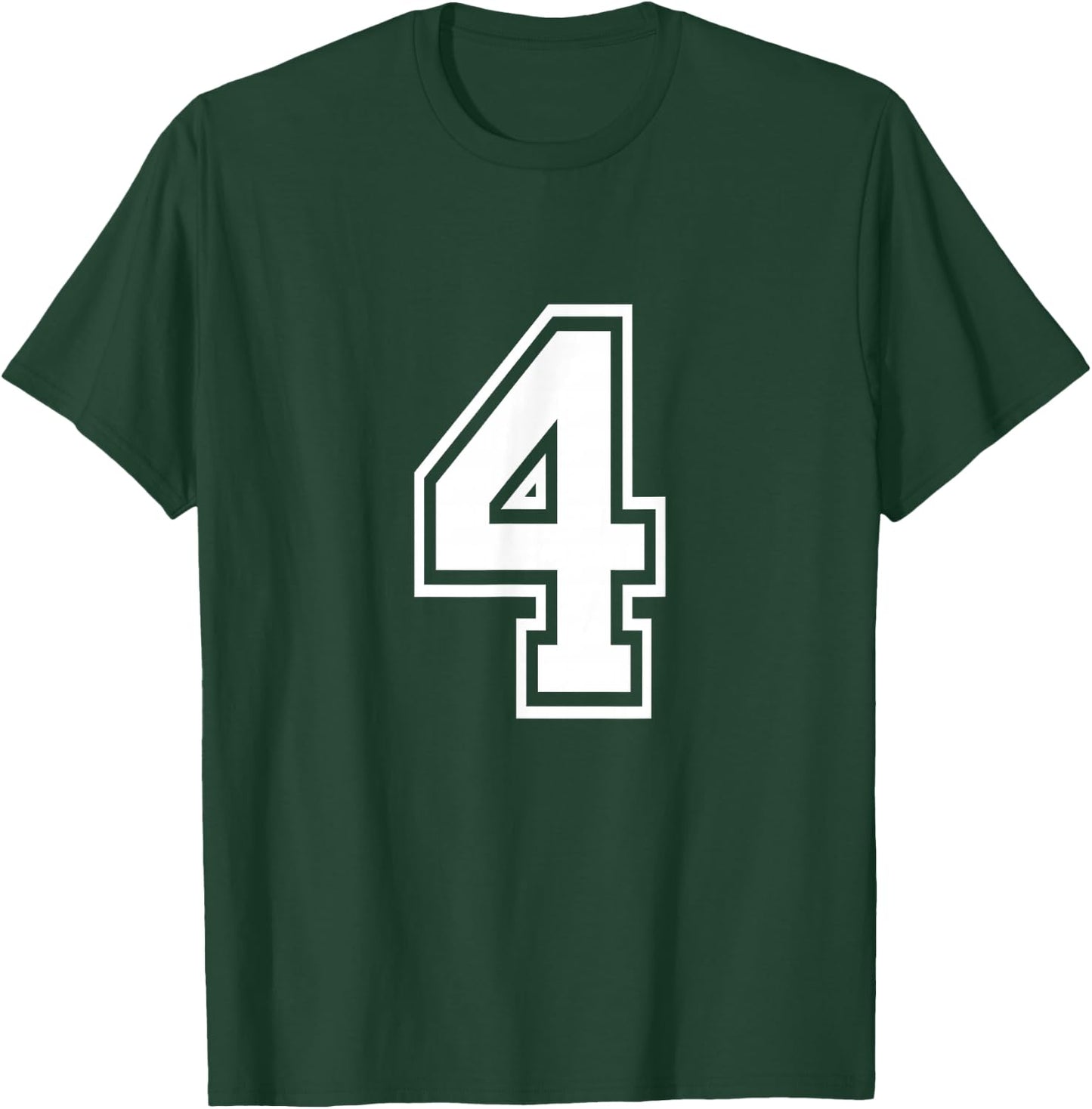 Number 4 Front + Back Varsity Sports Team 4rd Birthday T-Shirt - T-Shirt | Forest