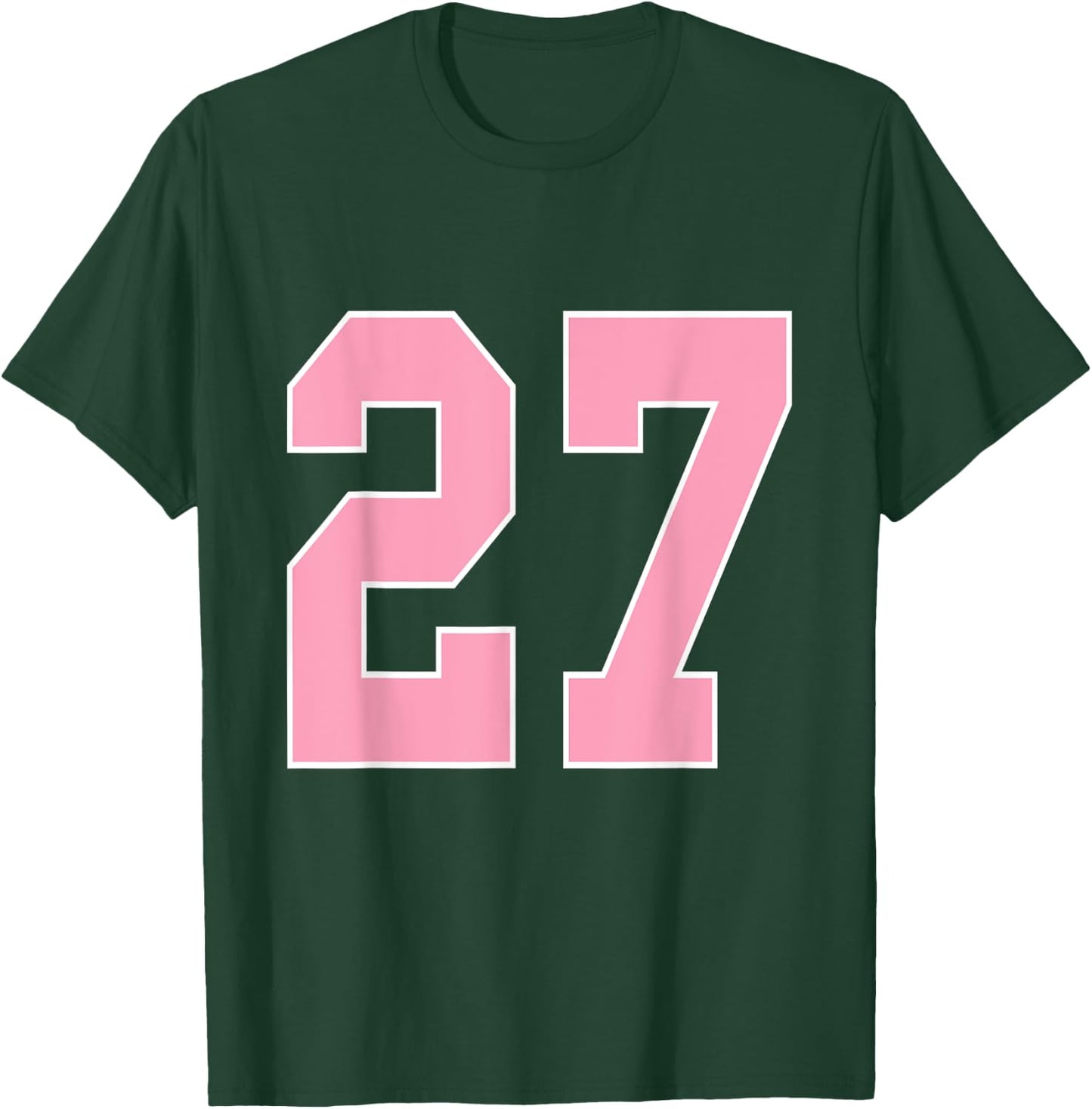 Number 27 Shirt Pink Football Basketball Breast Cancer Aware T-Shirt - T-Shirt | Forest