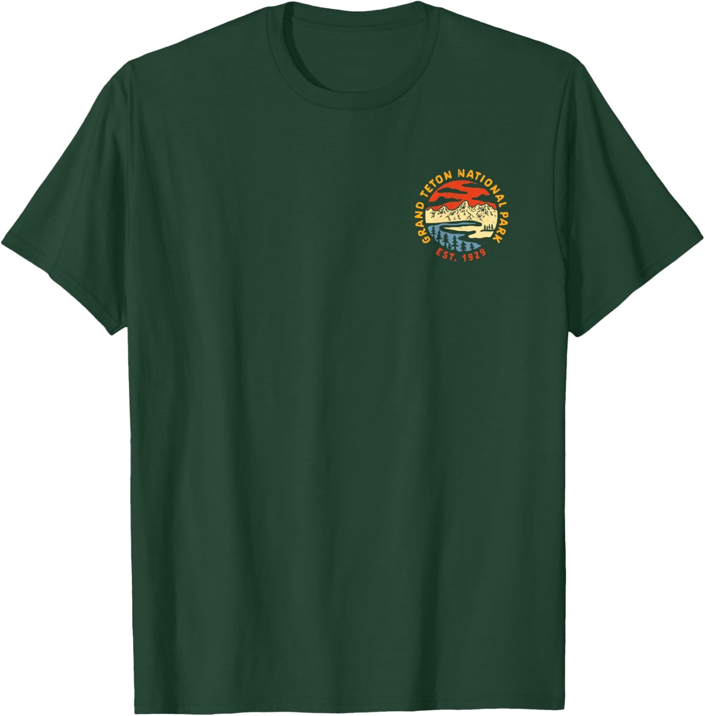Grand Teton National Park Retro Graphic T-Shirt - T-Shirt | Forest