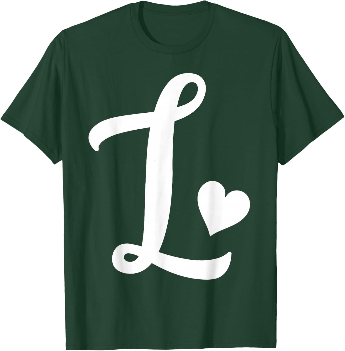 white letter L monogram initial minimalist heart graphic T-Shirt - T-Shirt | Forest