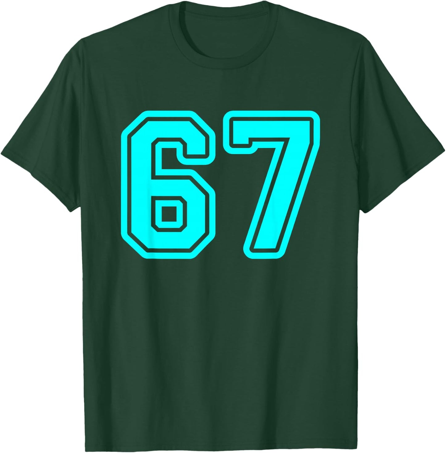 Cyan Sports Team Number #67 T-Shirt - T-Shirt | Forest