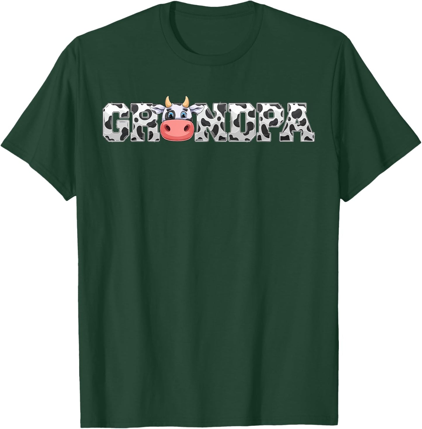 Grandpa Cow Print Cowboy Animal Pattern Farmer Cow Grandpa T-Shirt - T-Shirt | Forest