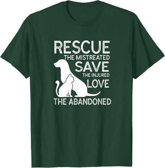 Rescue Save Love Pet Animal Vintage Volunapparelr T-Shirt - T-Shirt | Forest