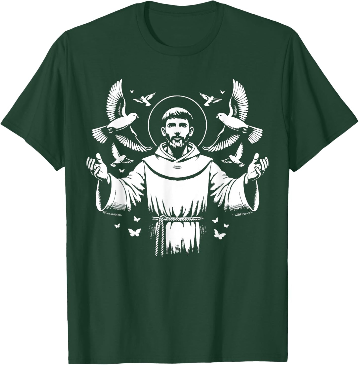 St Francis of Assisi Patron Saint of Animals Birds Catholic T-Shirt - T-Shirt | Forest