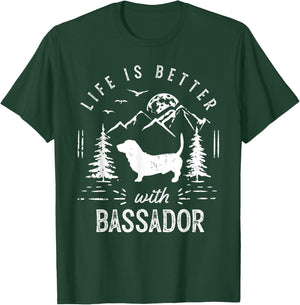 Bassador Life Better Mom Dad Dog T-Shirt - T-Shirt | Forest