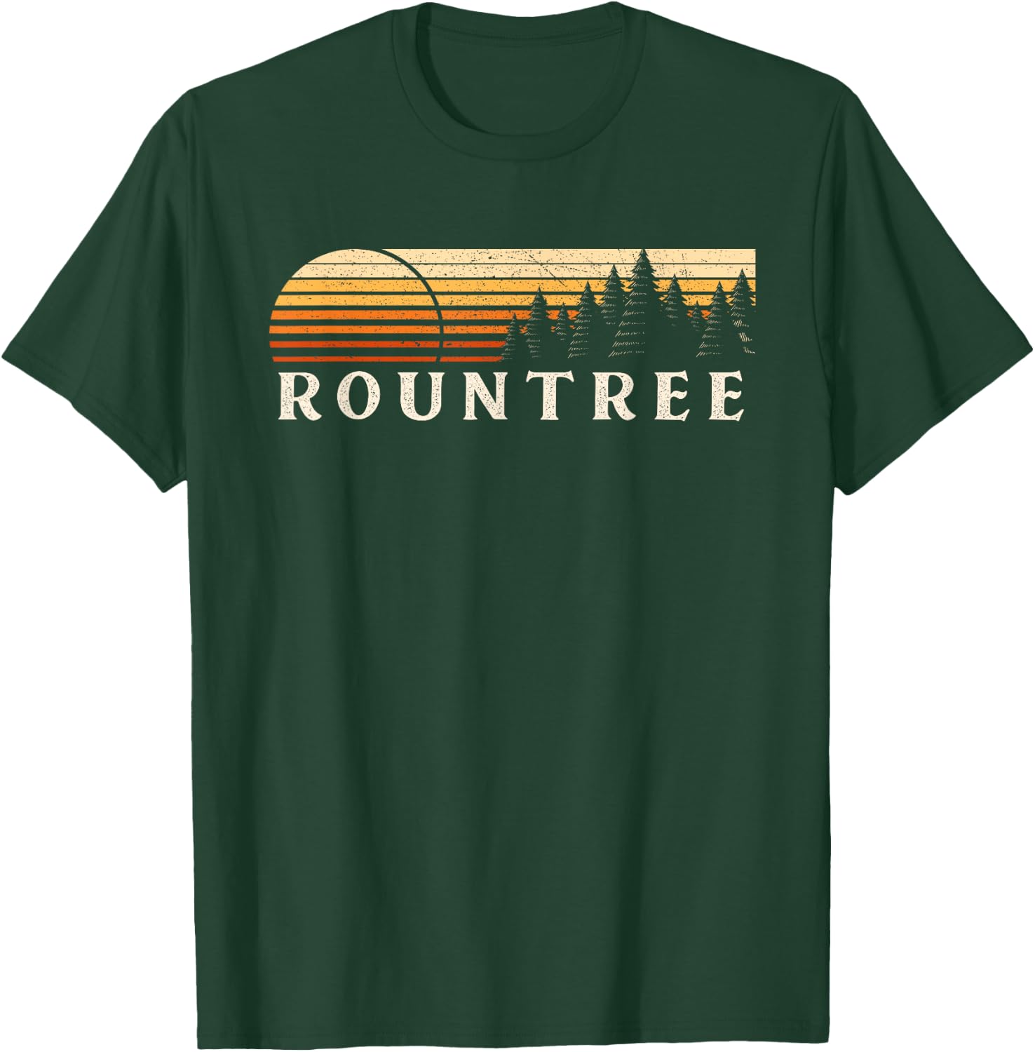 Rountree, NC Vintage Evergreen Sunset Eighties Retro T-Shirt - T-Shirt | Forest