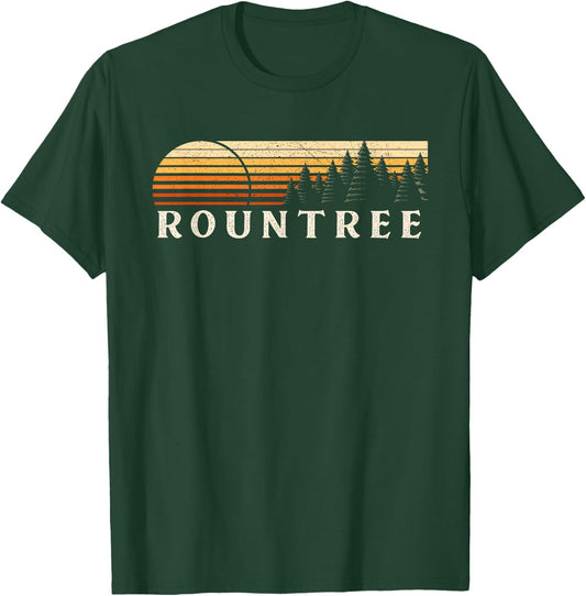 Rountree, NC Vintage Evergreen Sunset Eighties Retro T-Shirt - T-Shirt | Forest