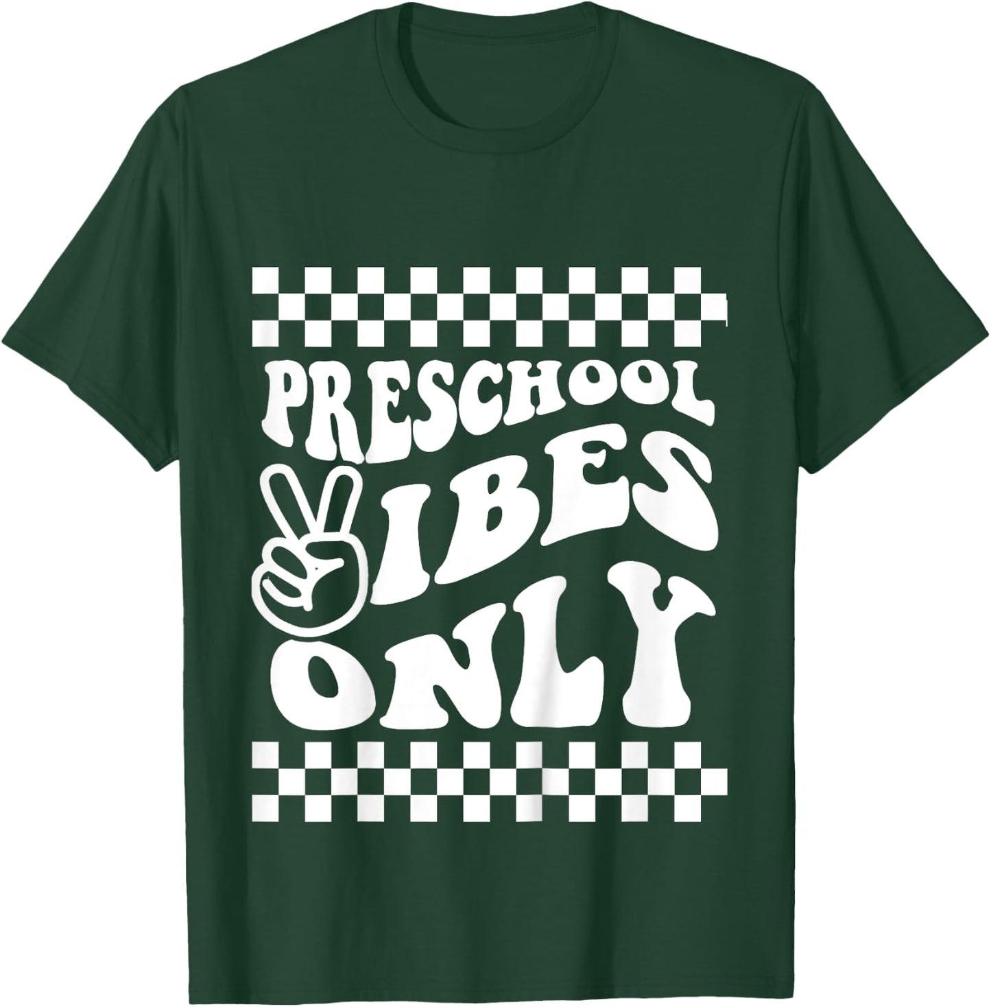 First Day of Preschool Vibes Only Retro Girl Toddler Boy T-Shirt - T-Shirt | Forest