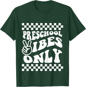First Day of Preschool Vibes Only Retro Girl Toddler Boy T-Shirt - T-Shirt | Forest