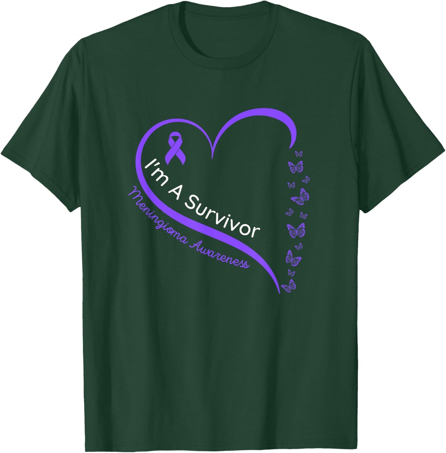 Meningioma Awareness, Brain Tumor, Purple Ribbon T-Shirt - T-Shirt | Forest