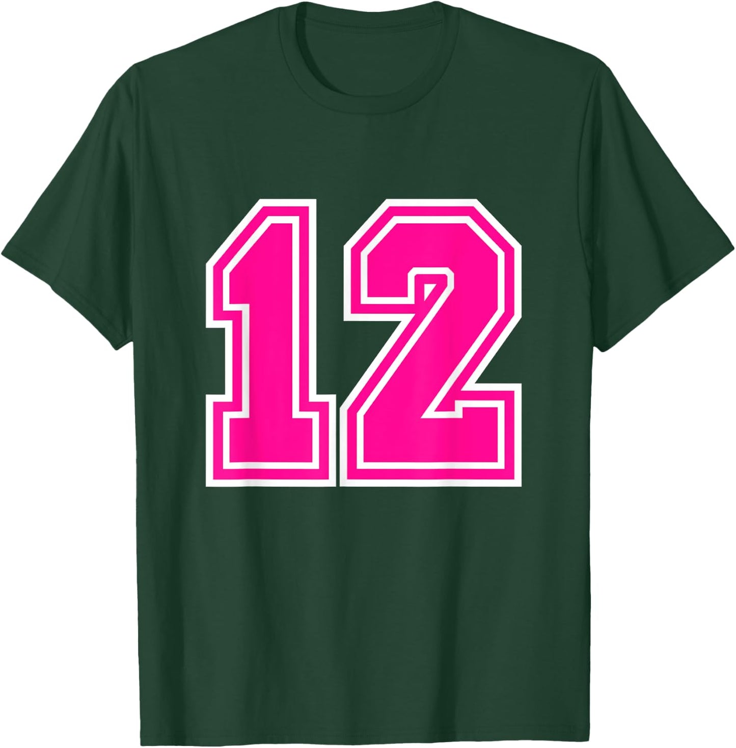 Number #12 Varsity Pink Favorite Number T-Shirt - T-Shirt | Forest