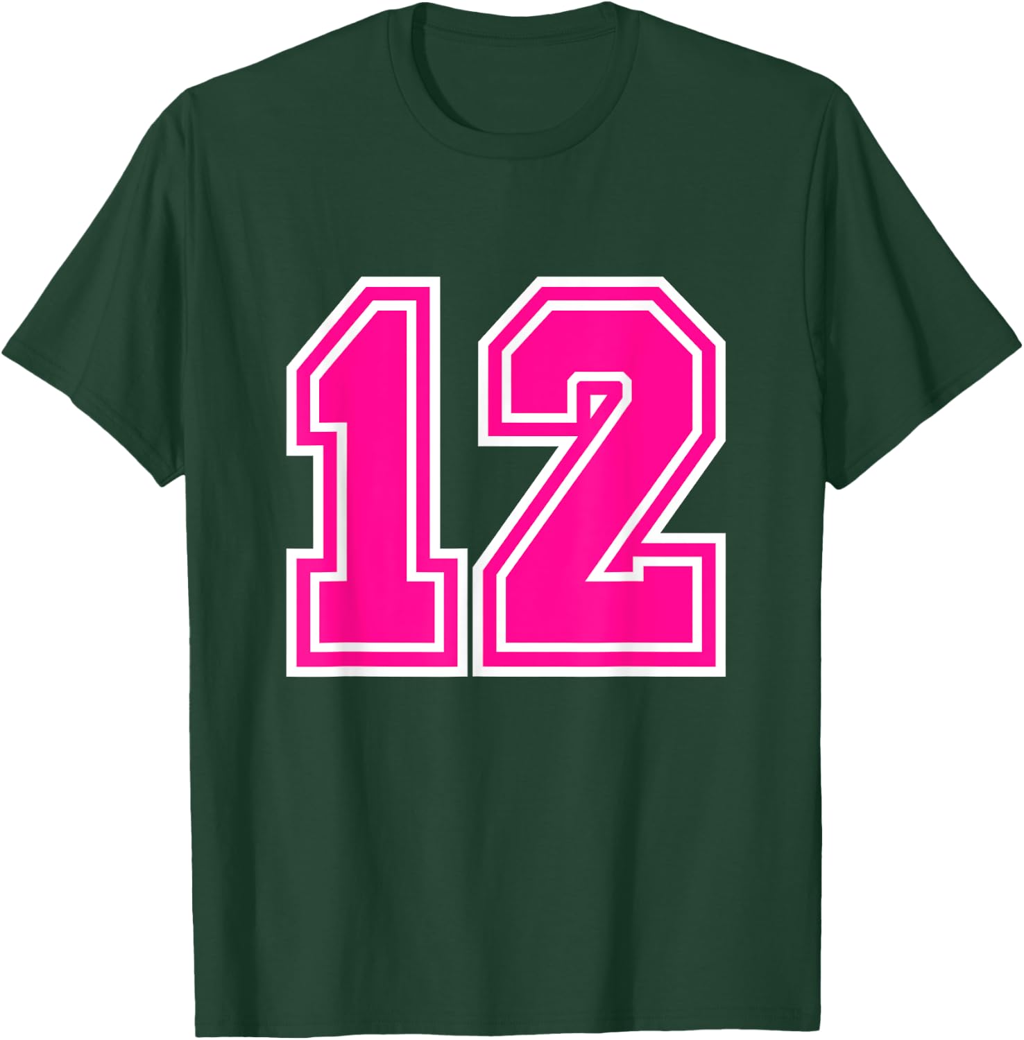 Number #12 Varsity Pink Favorite Number T-Shirt - T-Shirt | Forest
