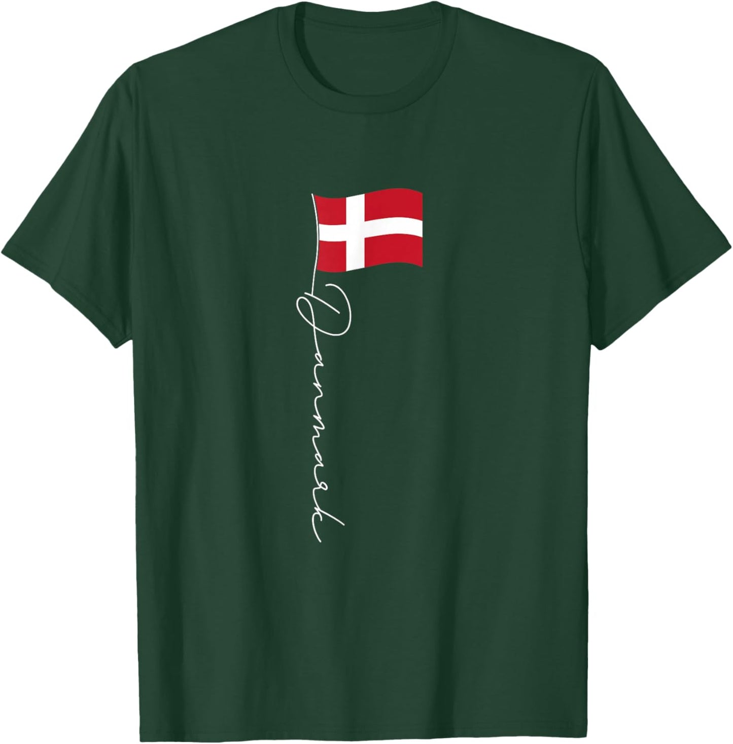 Family Heritage Gifts Denmark Signature Flag Pole - Elegant Patriotic Danish Flag T-Shirt - T-Shirt | Forest