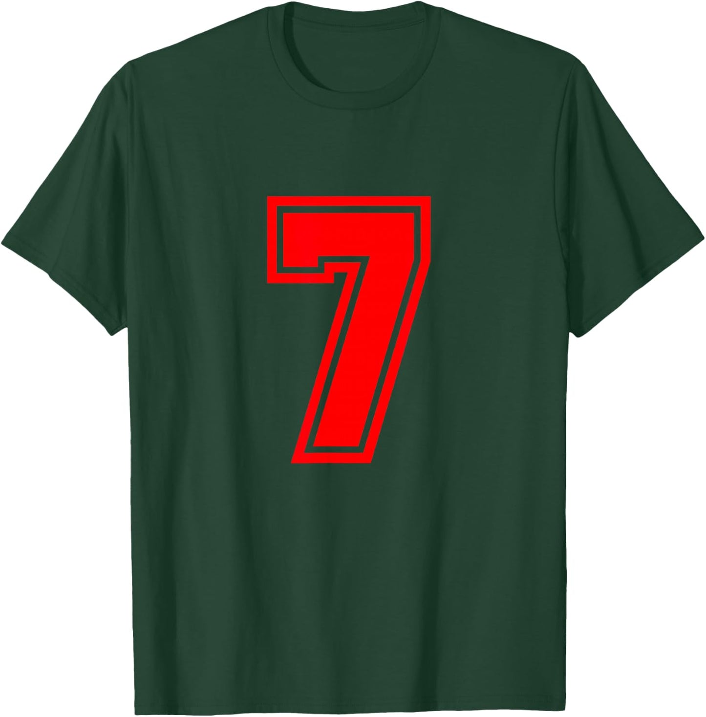 Number #7 Red Varsity Favorite Number T-Shirt - T-Shirt | Forest
