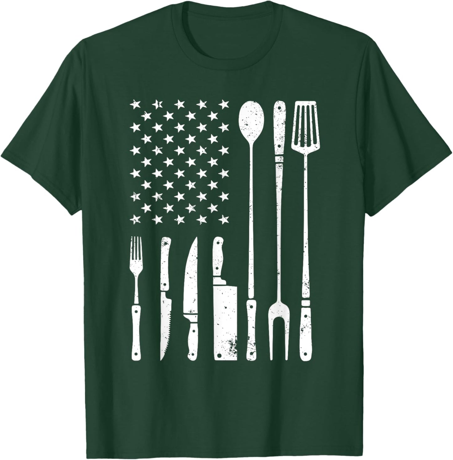 Cool Grilling Women US Flag BBQ Barbeque Smoker T-Shirt - T-Shirt | Forest