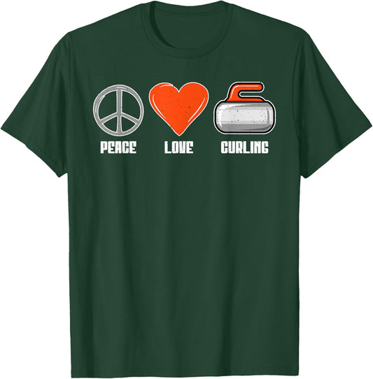 Peace Love Curling T-Shirt - T-Shirt | Forest
