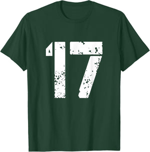 Number 17 Front + Back Varsity Team - 17th Birthday T-Shirt - T-Shirt | Forest