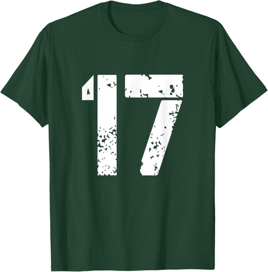 Number 17 Front + Back Varsity Team - 17th Birthday T-Shirt - T-Shirt | Forest