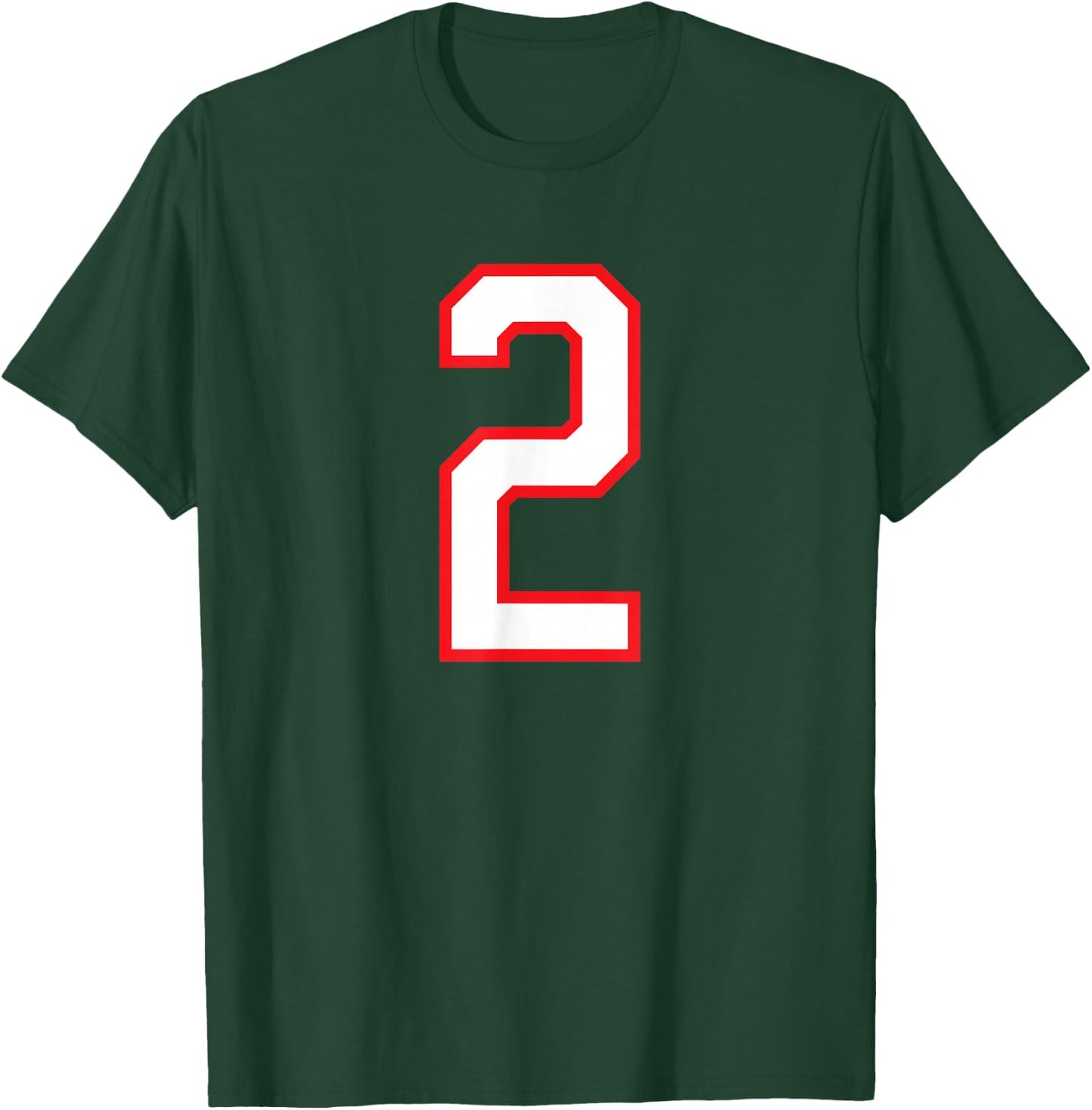 Number #2 White Red Plain Number T-Shirt - T-Shirt | Forest