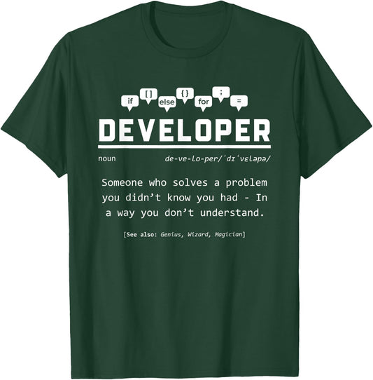Developer Definition Funny Software Engineer T-Shirt - T-Shirt | Forest