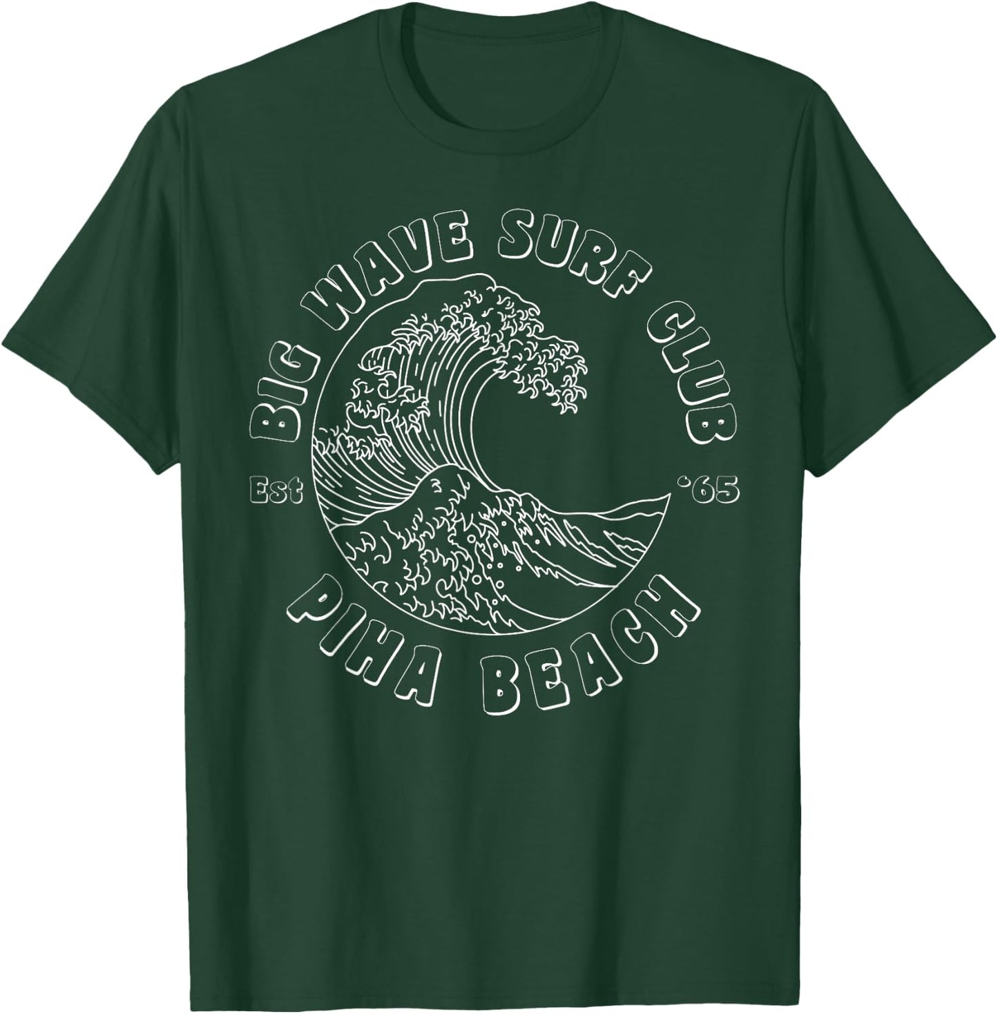 Piha Beach, Big Wave Surf Club, classic surfing beach T-Shirt - T-Shirt | Forest