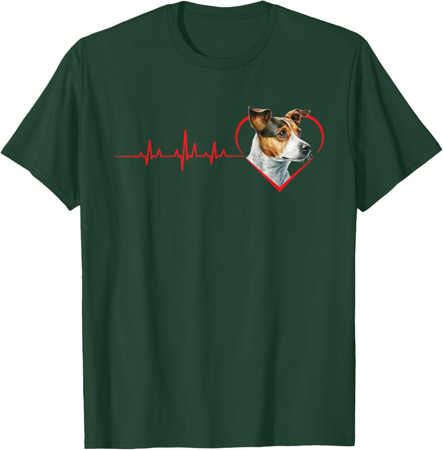 Jack Russell Terrier Heartbeat - Dog Breeder Animal Lover Men Women Kids T-Shirt - T-Shirt | Forest