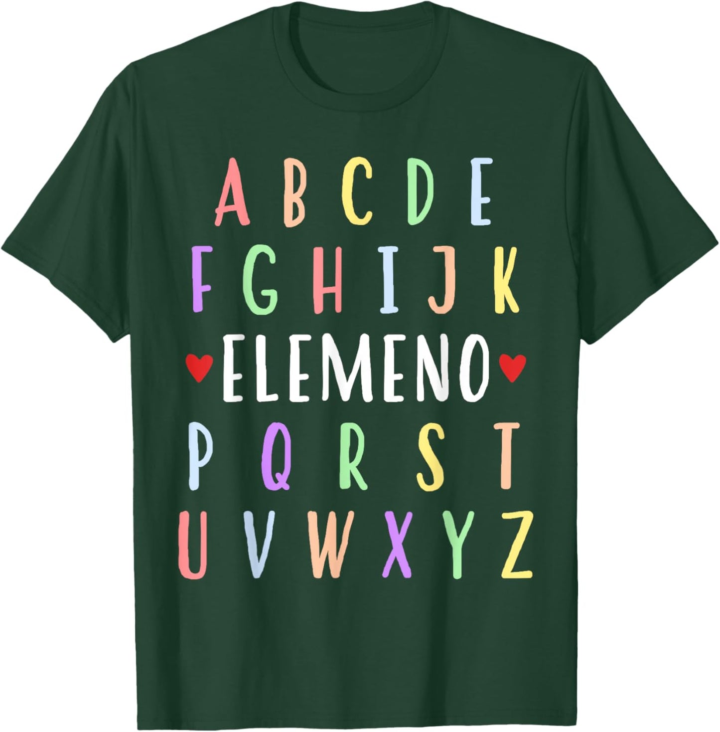 Funny Alphabet ABC Elemeno Kids Teacher First Day of School T-Shirt - T-Shirt | Forest