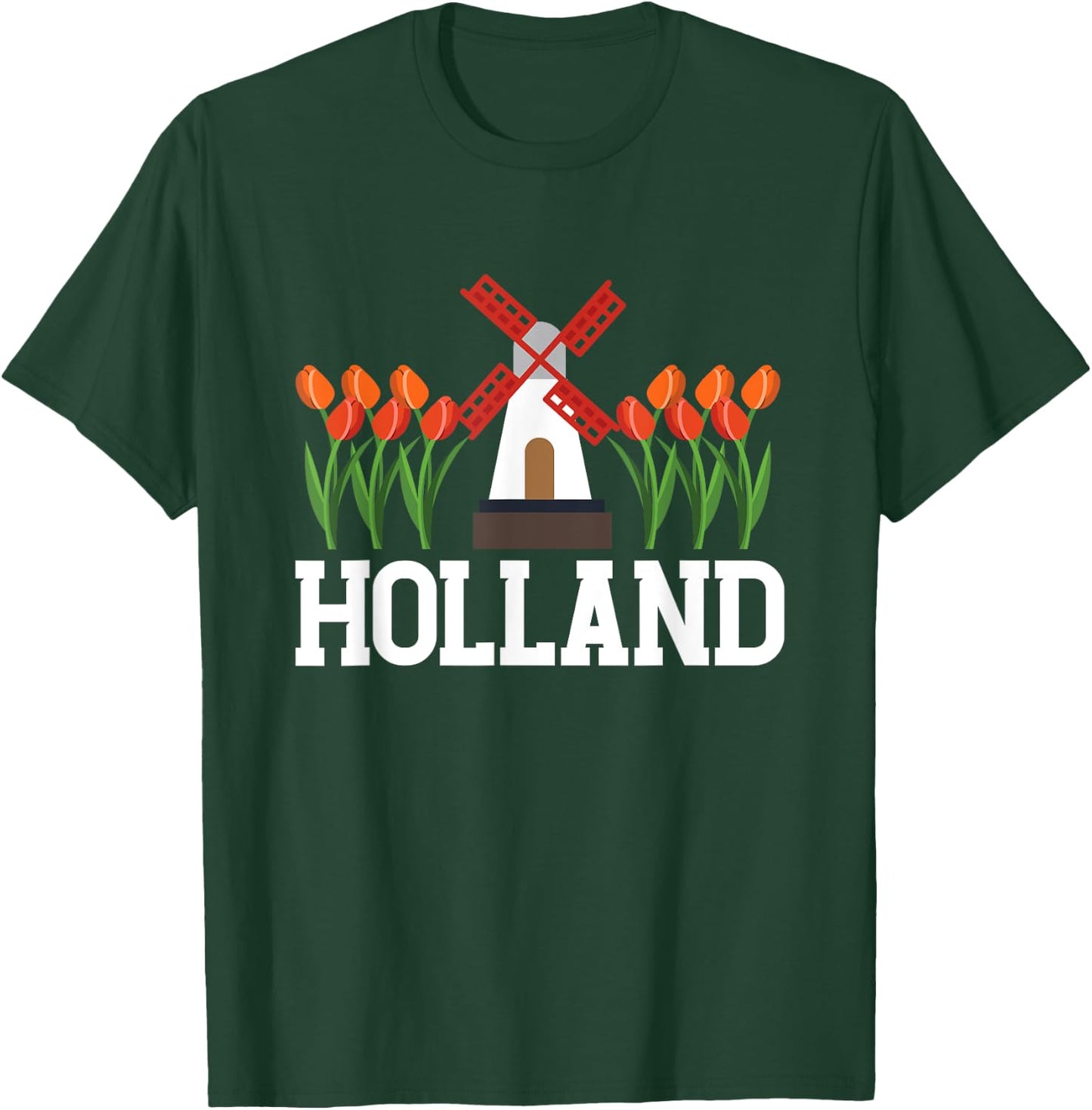 Holland | Mill Tulips | Amsterdam Netherlands T-Shirt - T-Shirt | Forest