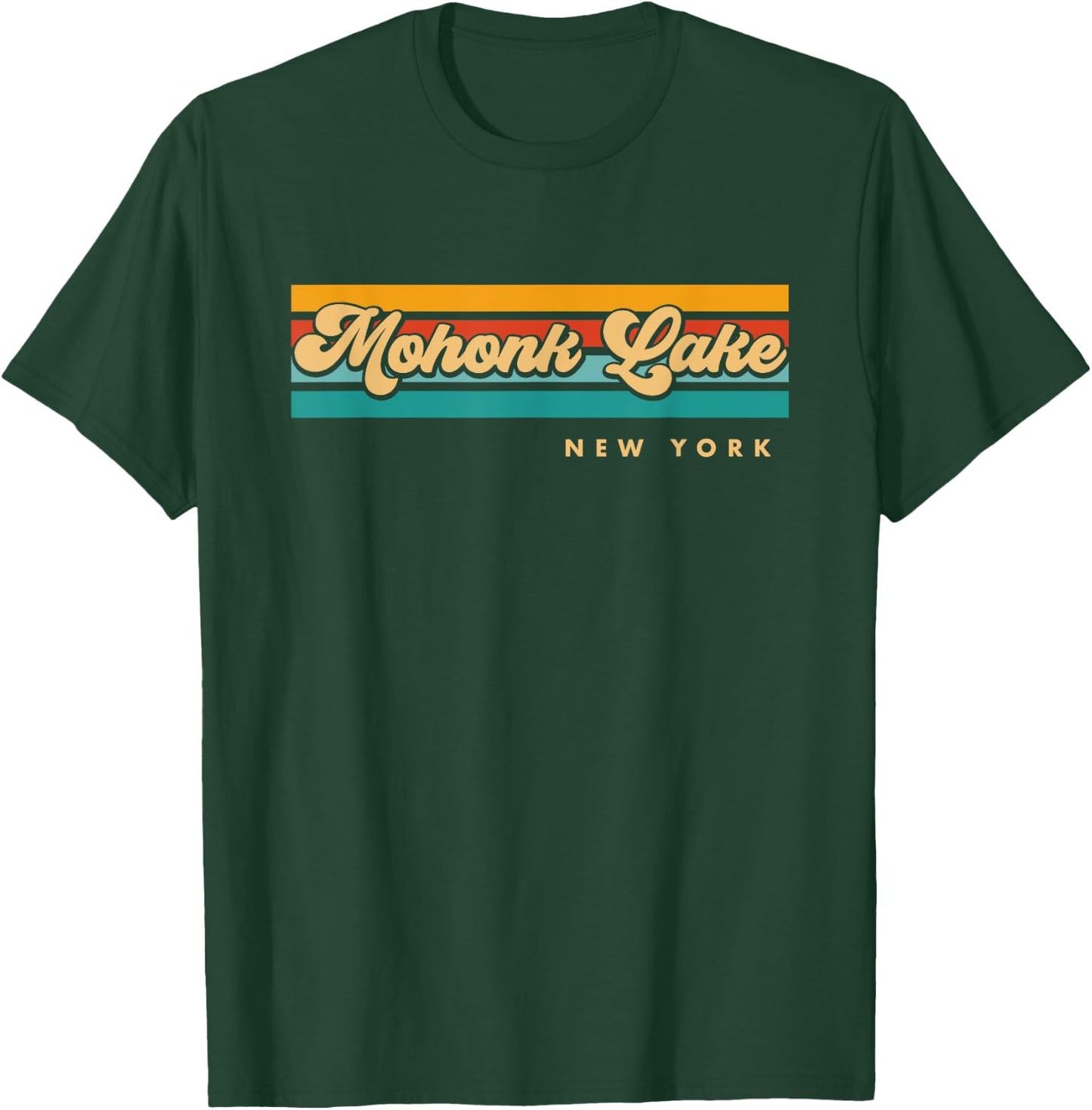 Vintage Sunset Stripes Mohonk Lake, New York T-Shirt - T-Shirt | Forest