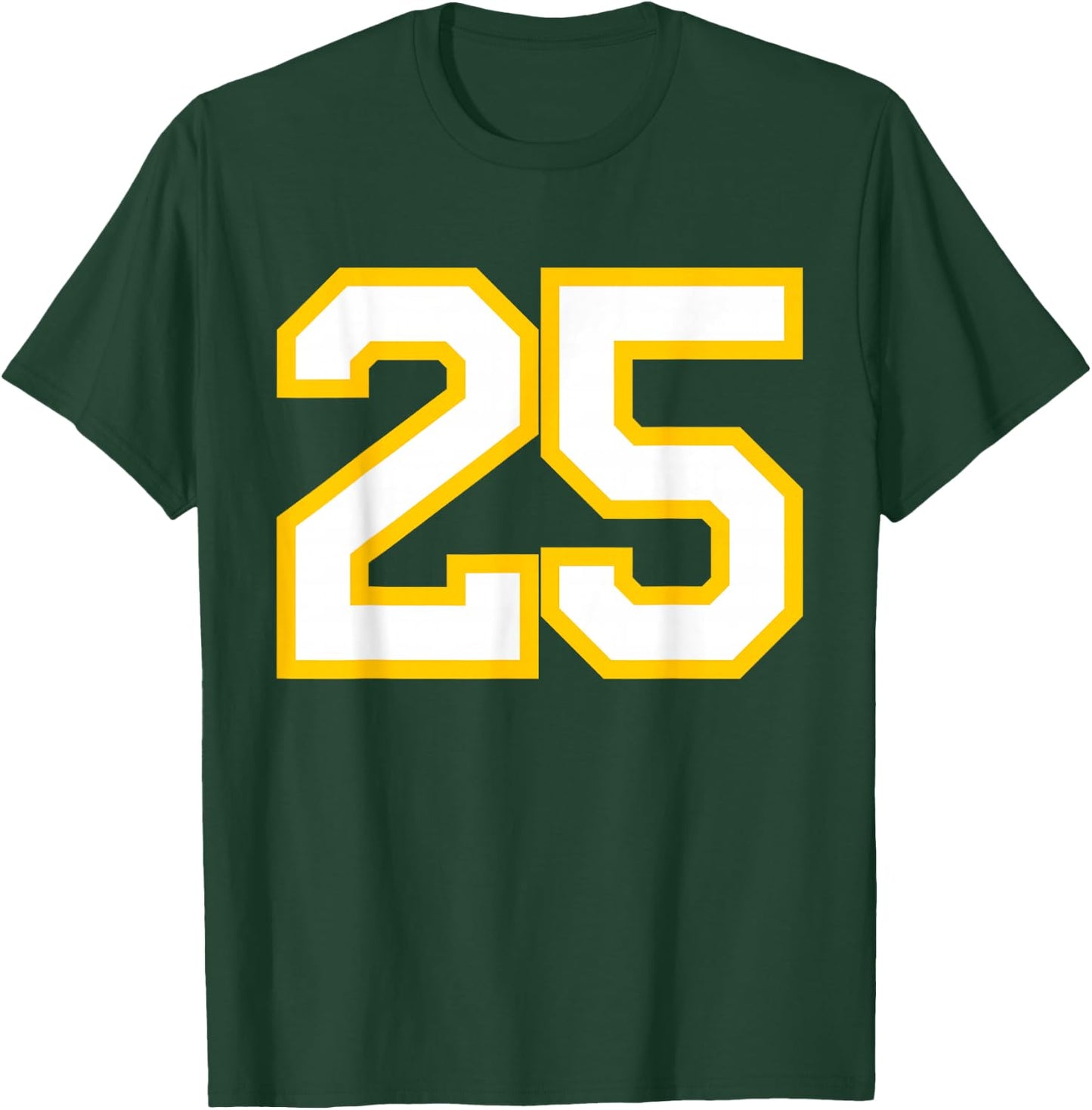 Number #25 Yellow/White Sports Number T-Shirt - T-Shirt | Forest