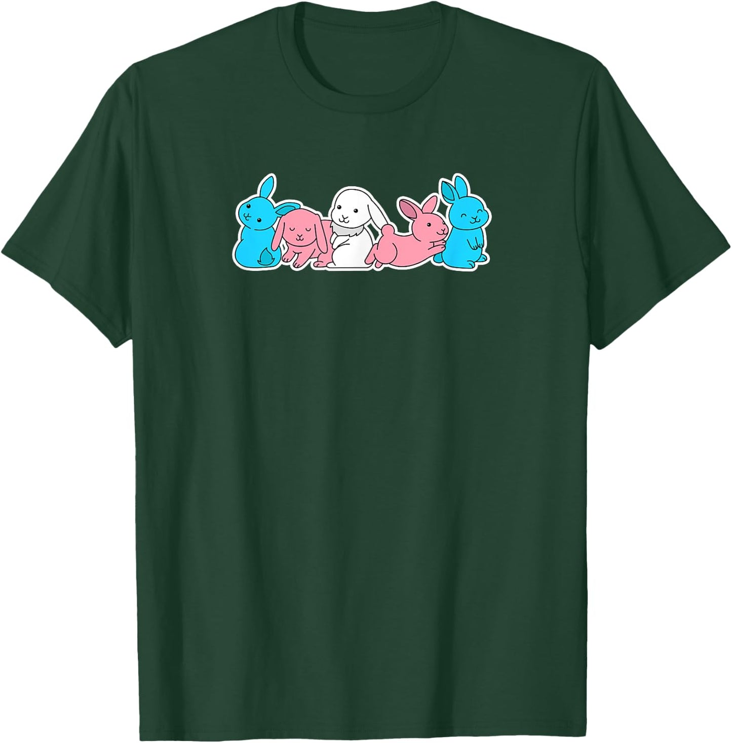 Trans Flag Bunny Design for proud Trans People T-Shirt - T-Shirt | Forest