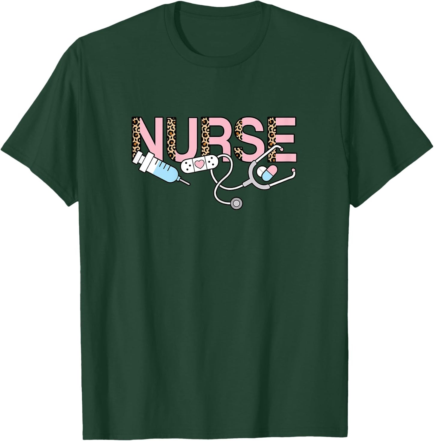 Cute Pink Nurse Leopard Print Nursing Women Girls T-Shirt - T-Shirt | Forest