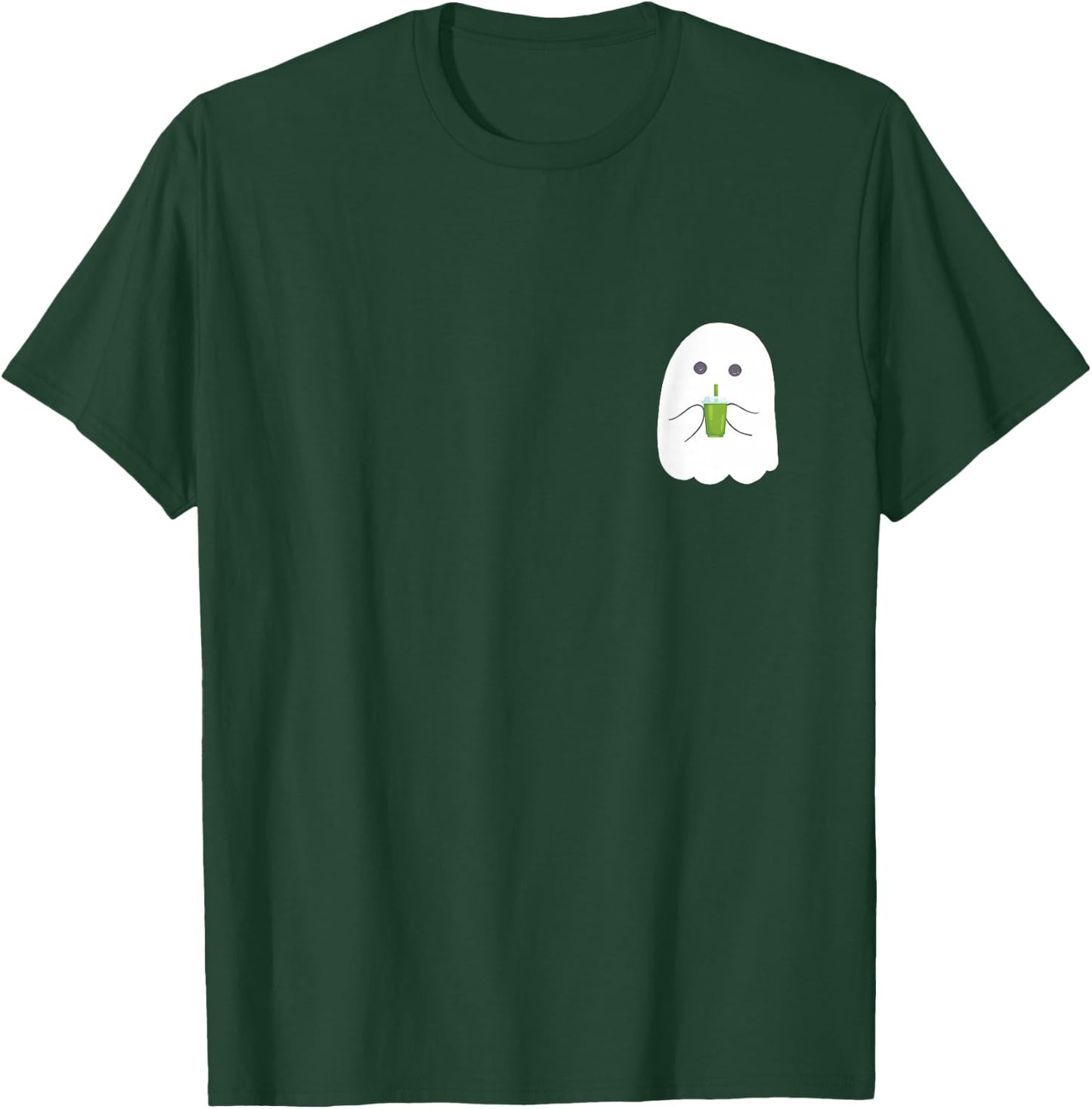 Halloween Cute Little Ghost drinking green Matcha Tea T-Shirt - T-Shirt | Forest