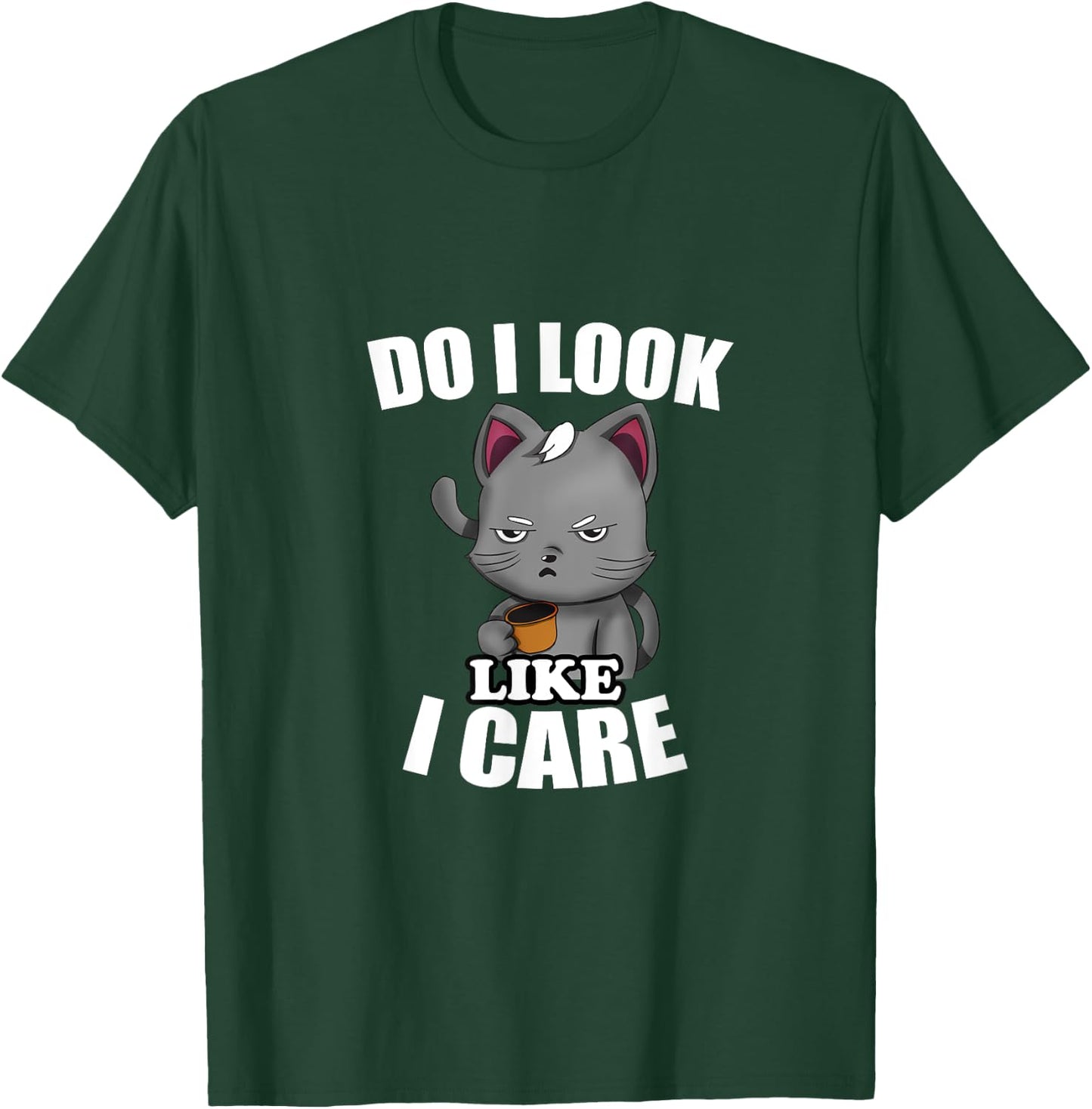 Humor Gift Do I Look Like I Care Cat-Themed - Black, Small T-Shirt - T-Shirt | Forest