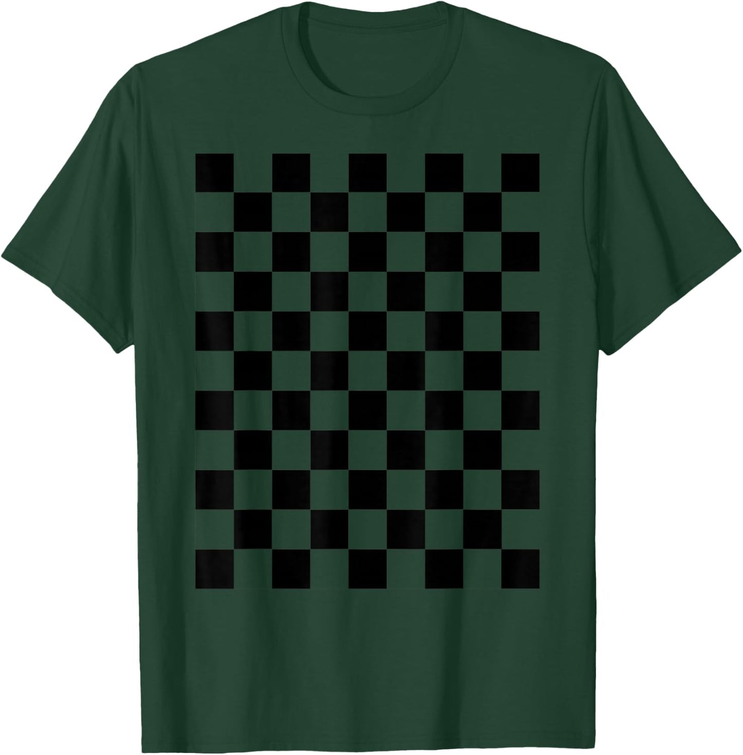 Classic Black Checkered Pattern Checkerboard T-Shirt - T-Shirt | Forest