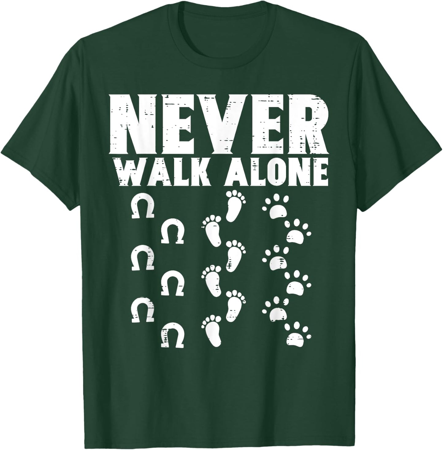 Walk Alone Horse Dog Footprint Animal Lover Women Girl T-Shirt - T-Shirt | Forest