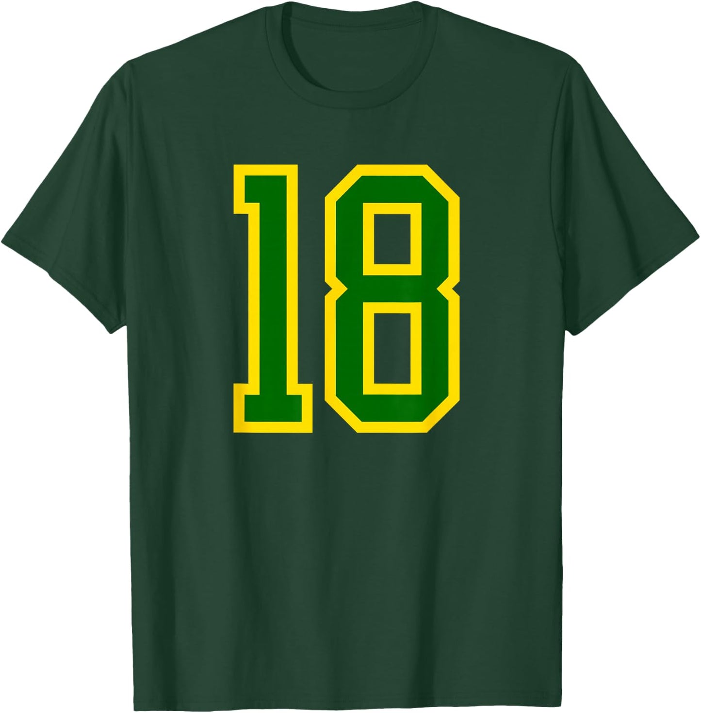 Green Yellow Sport Number #18 T-Shirt - T-Shirt | Forest